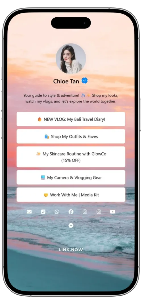 Screenshot of biolink page examples